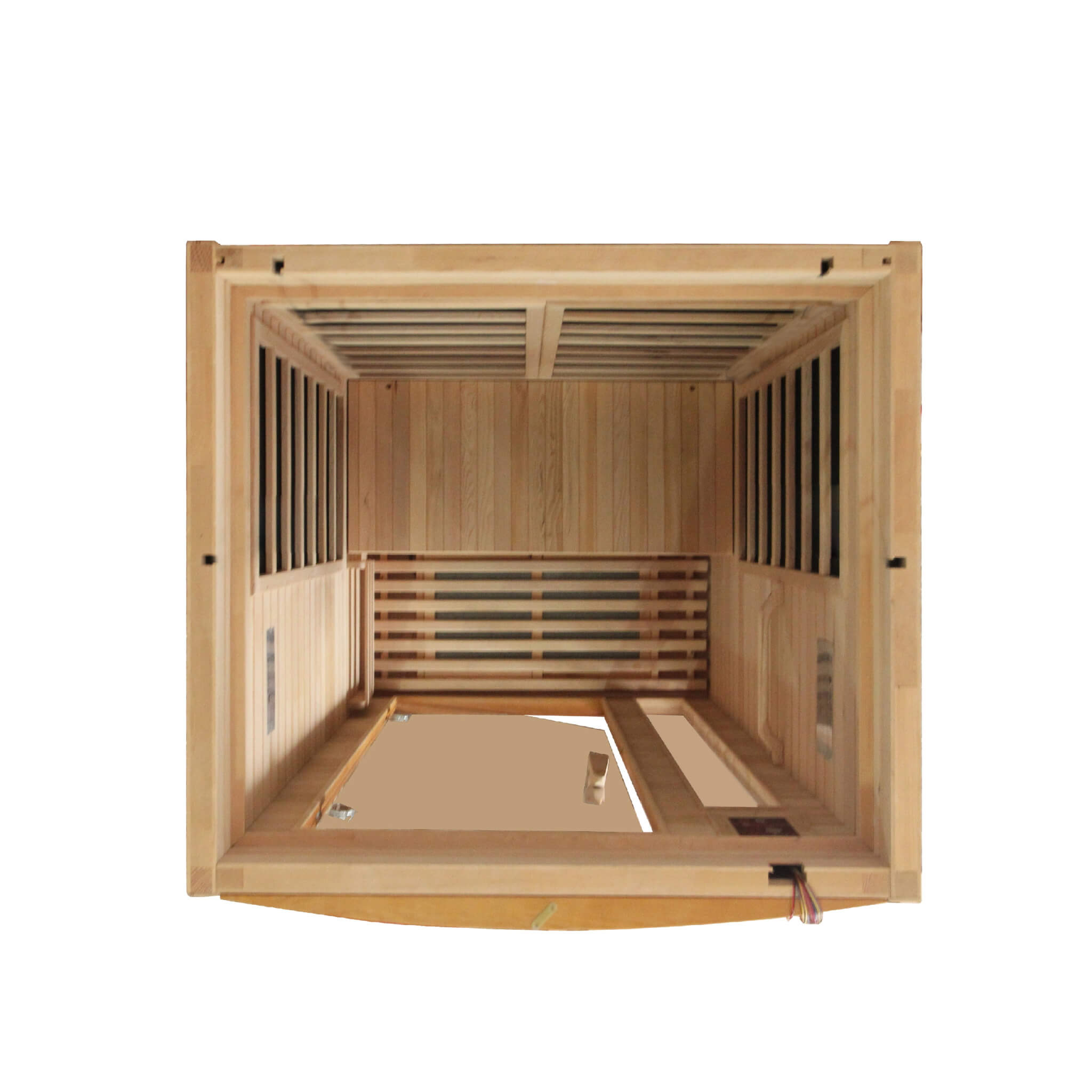 Dynamic Barcelona infrared sauna interior top view showing heating panel placement and layout