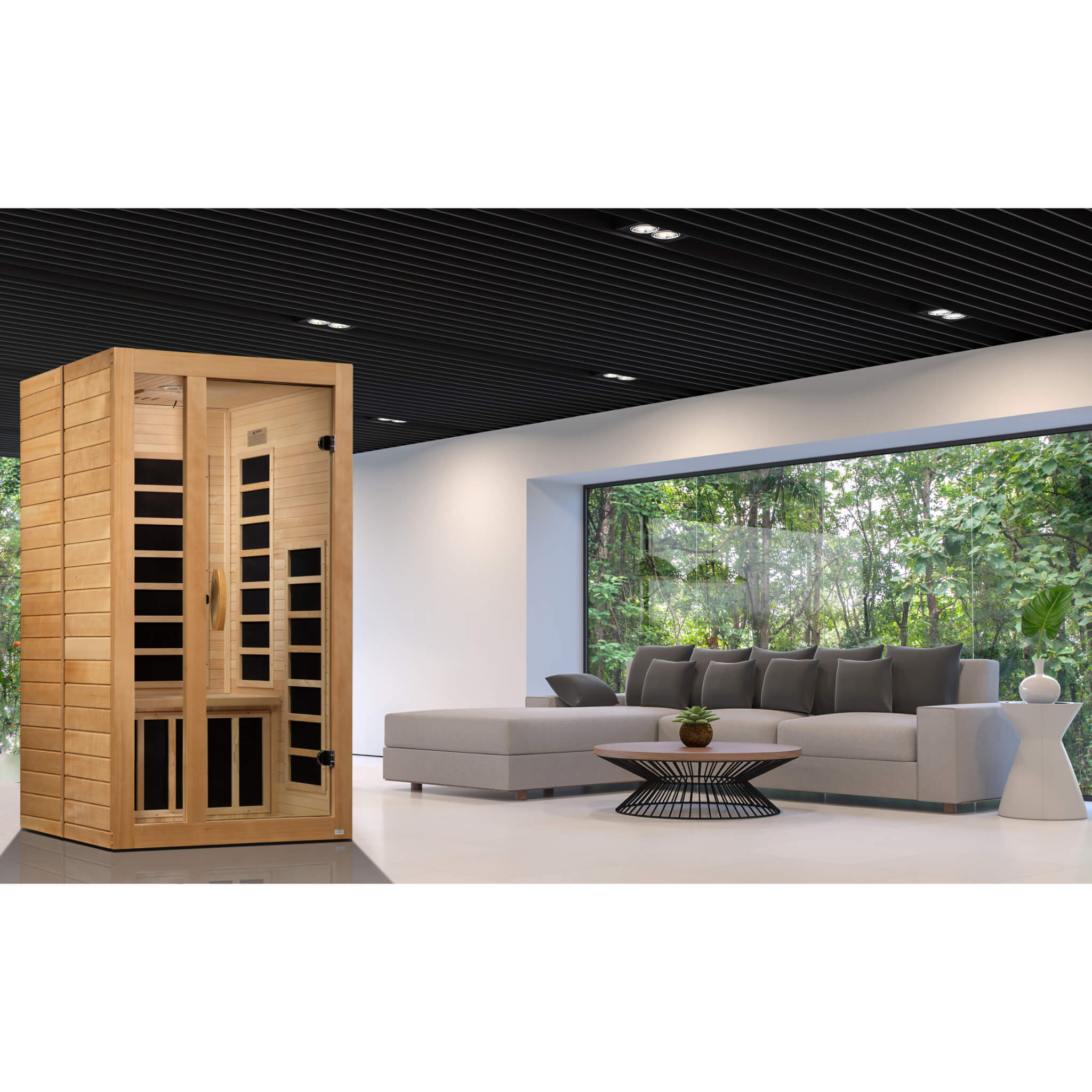 Dynamic infrared sauna indoor home installation modern living space