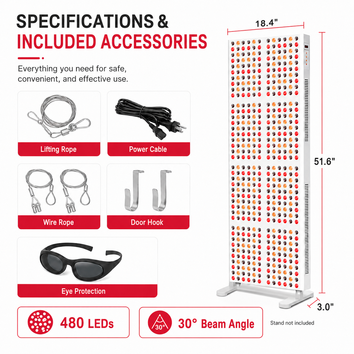 Red Light Therapy & Near Infrared Light Therapy Panel, Full Body, 2400W