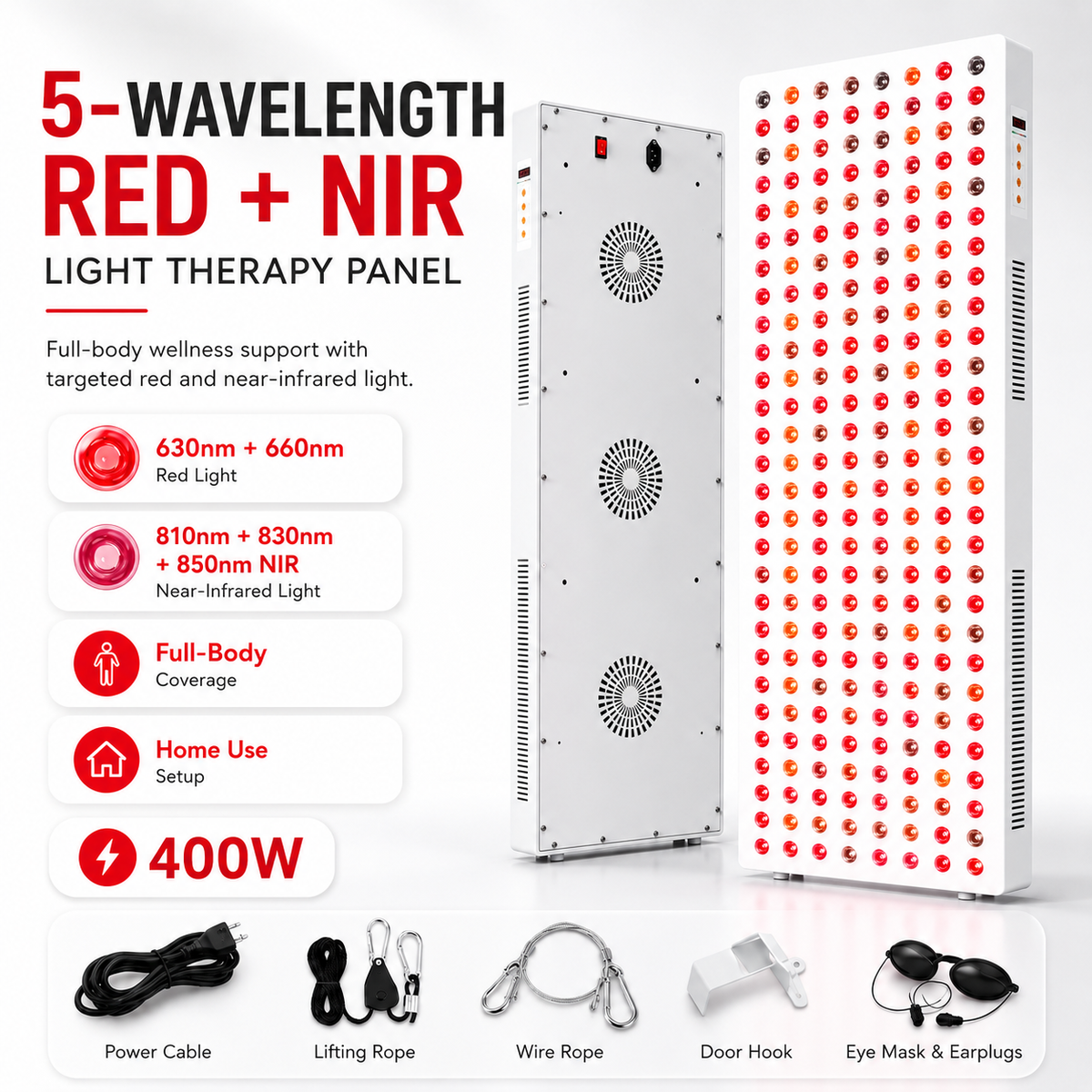 Red Light Therapy & Near Infrared Light Therapy Panel, Full Body, 1500W