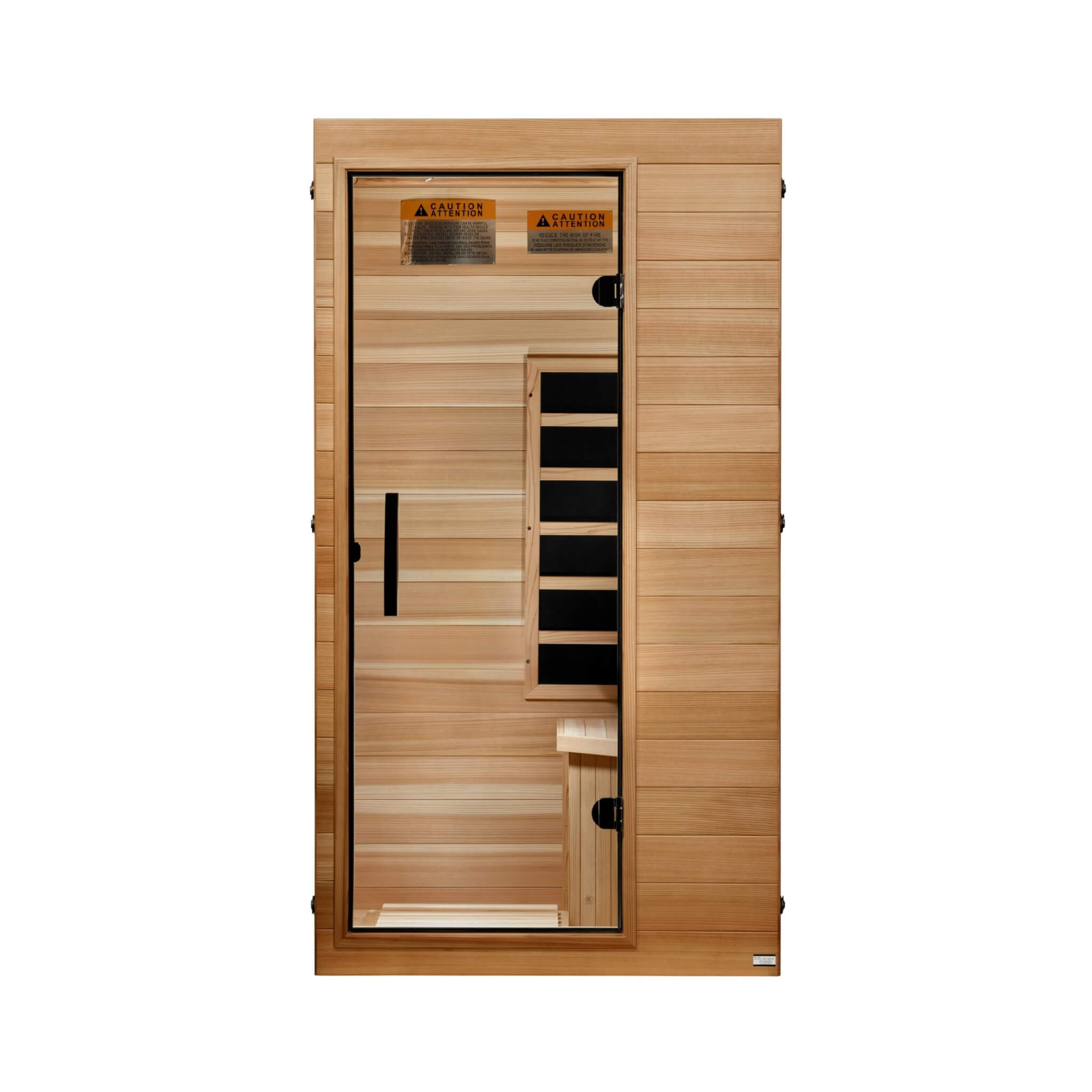 Dynamic DYN-1101-01 Elite 1-Person Compact Ultra Low EMF FAR Infrared Sauna, front view with door closed