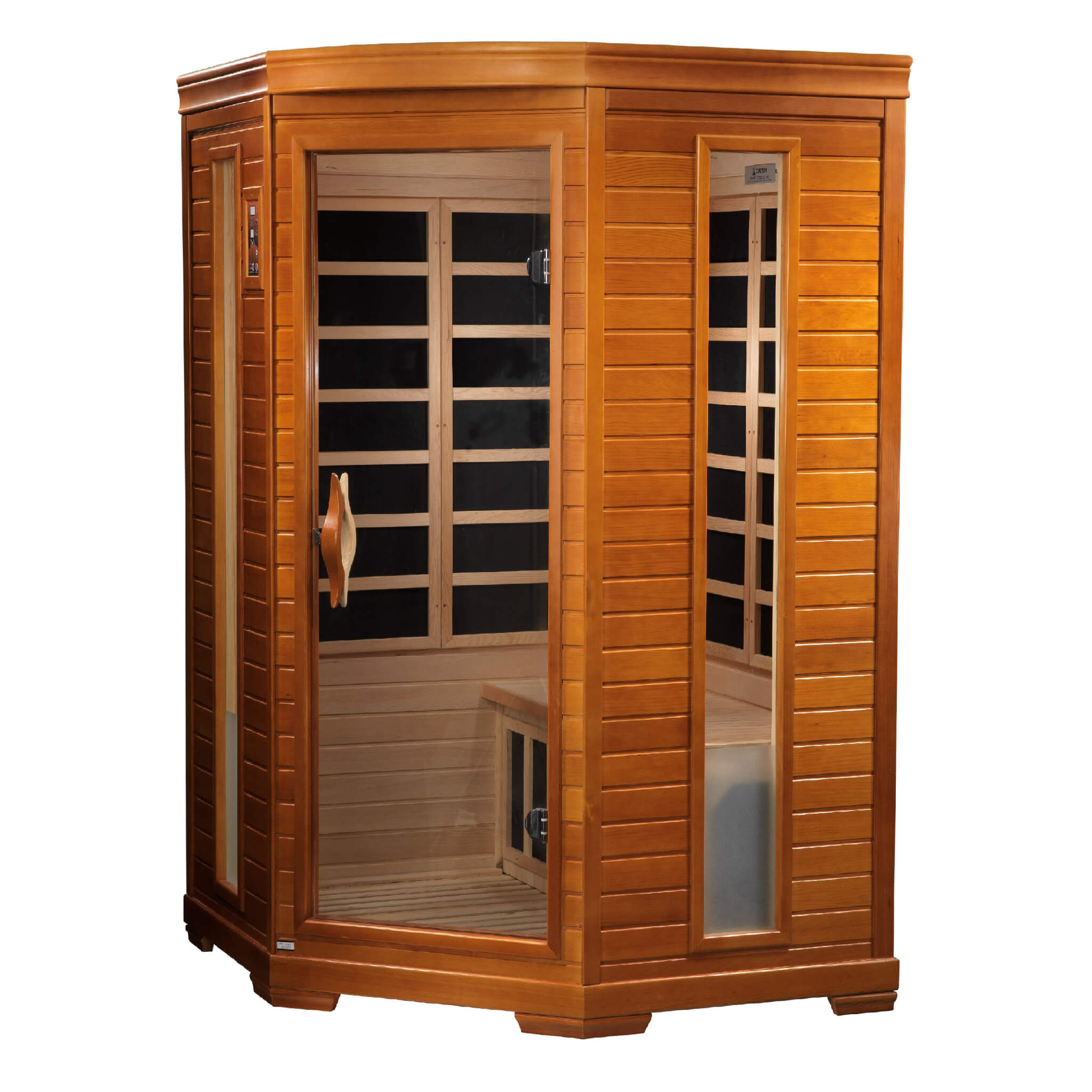 Dynamic Heming 2-person corner infrared sauna, front view