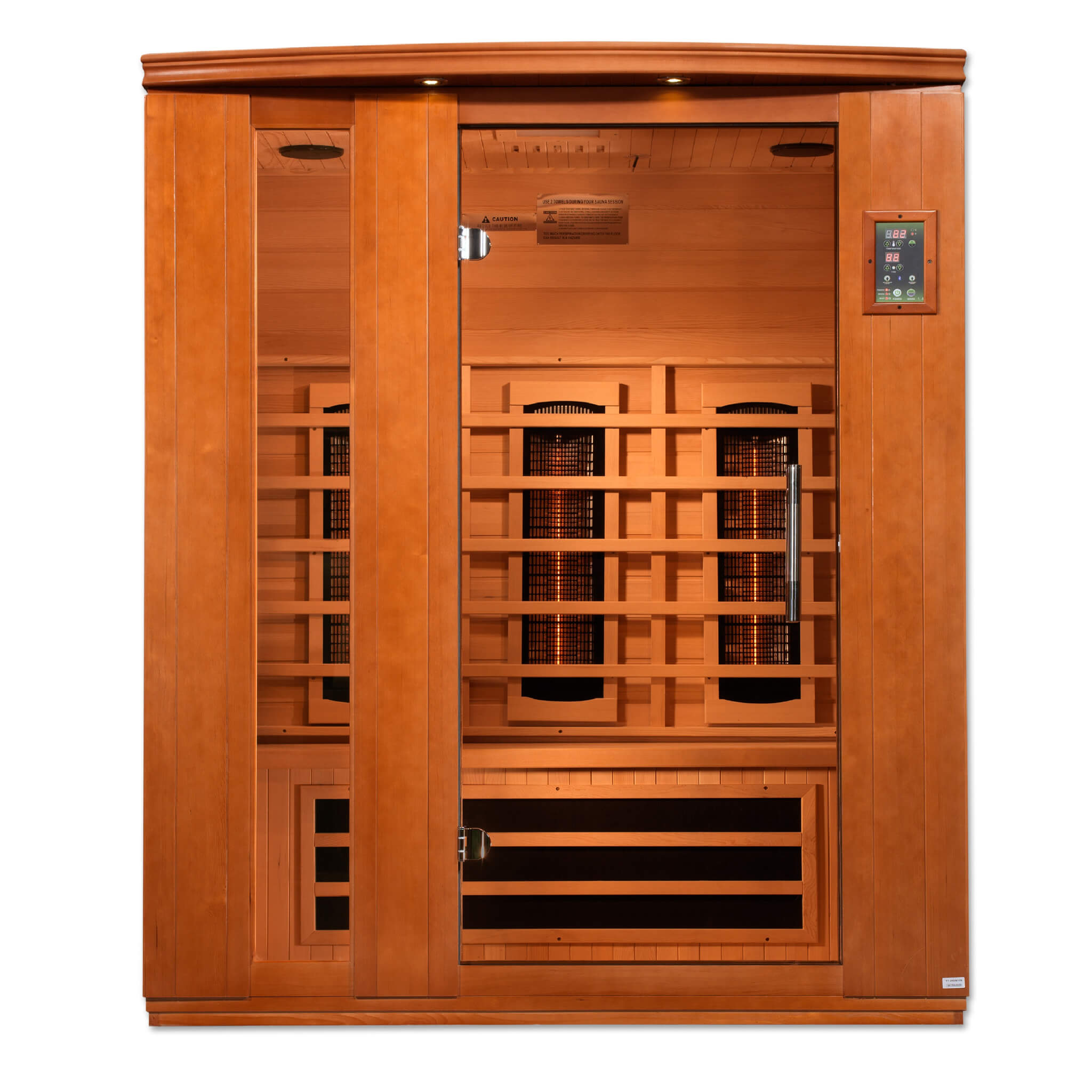 Dynamic Lugano 3 Person Full Spectrum Sauna DYN-6336-03 FS front view with glass door closed