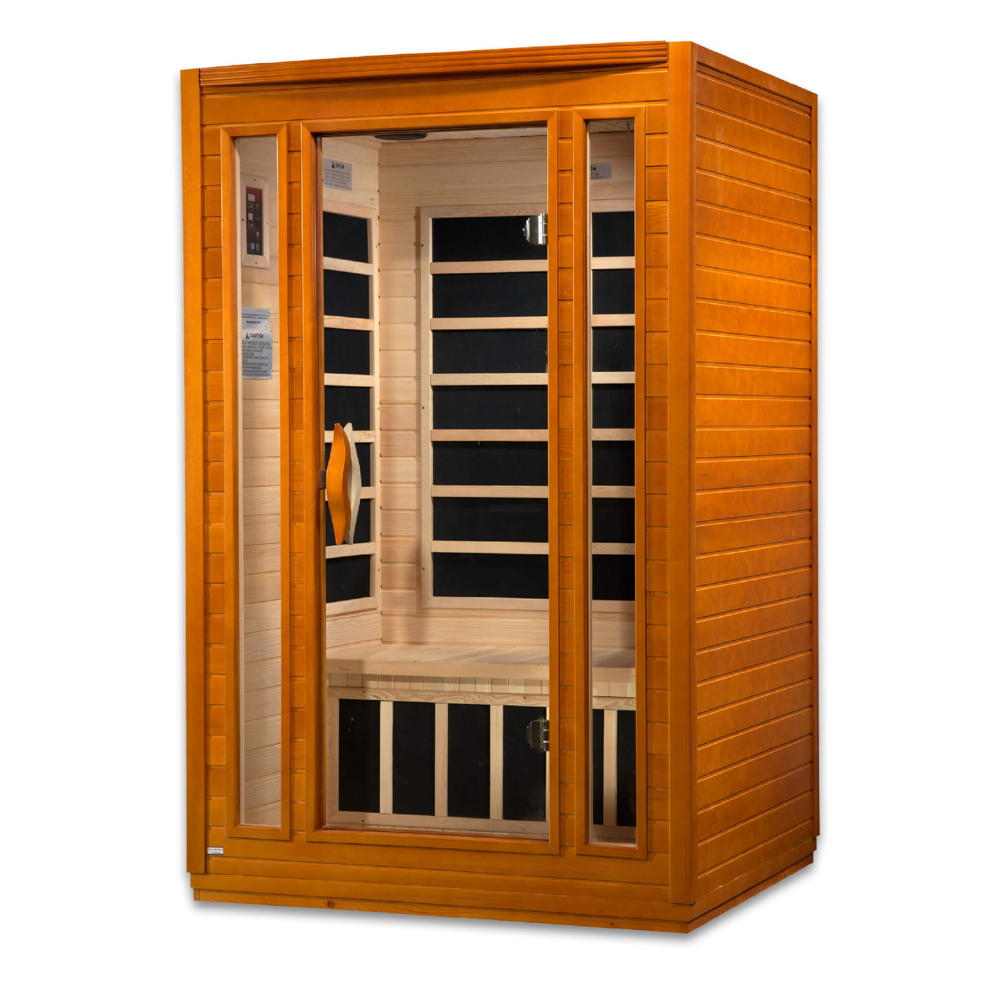 Left front angle of the Dynamic San Marino Elite 2 Person Ultra Low EMF Far Infrared Sauna