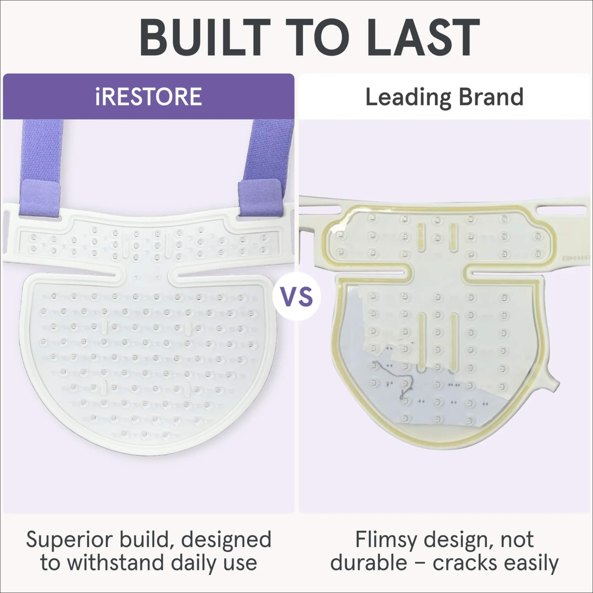iRESTORE Illumina Neck & Chest Mask build quality compared to a leading brand mask