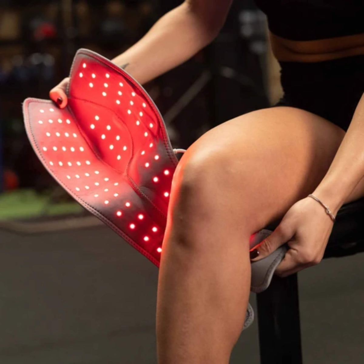 Inside of the NovaaLab Novaa Knee Ultra showing the 96 LEDs as it is wrapped on the knee