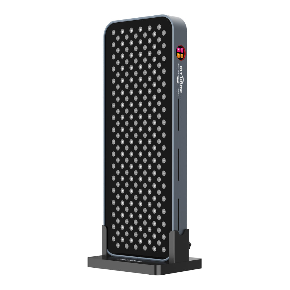 RLT Home Total Spectrum COMPACT Red Light Therapy Device front angle view with 216 LEDs on its vertical stand