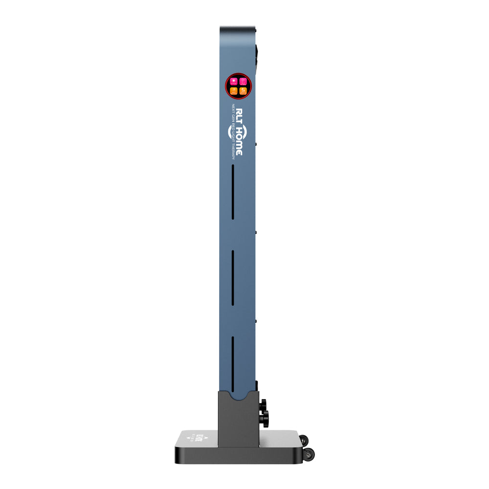 RLT Home Total Spectrum COMPACT Red Light Therapy Device side profile on its vertical stand