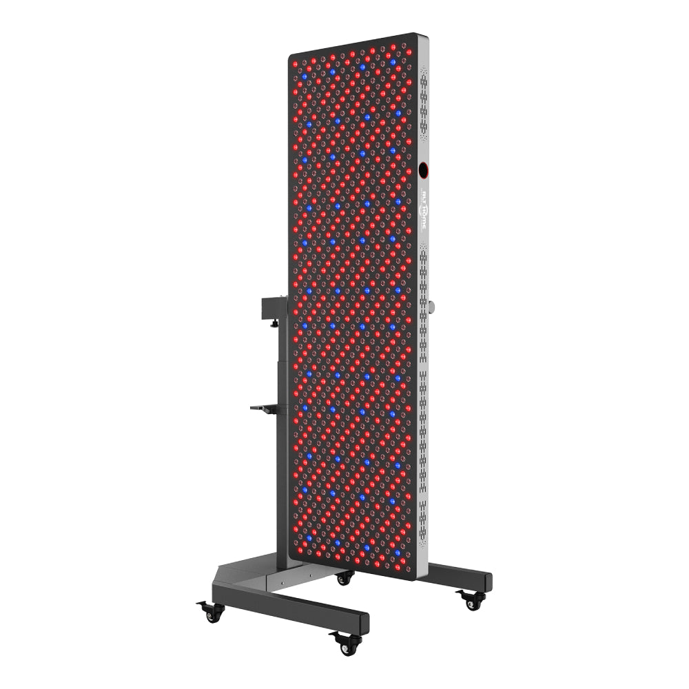 RLT Home Total Spectrum ELITE Red Light Therapy Device front view standing vertical on its electric stand