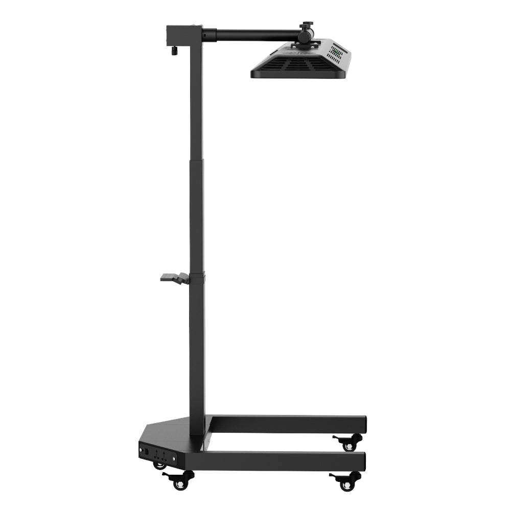 RLT Home Total Spectrum ULTRA Red Light Therapy Device side view set overhead on its electric stand