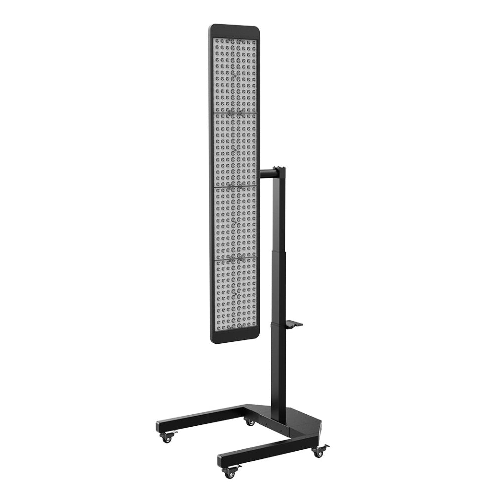 RLT Home Total Spectrum ULTRA Red Light Therapy Device angled view standing vertical on its electric stand