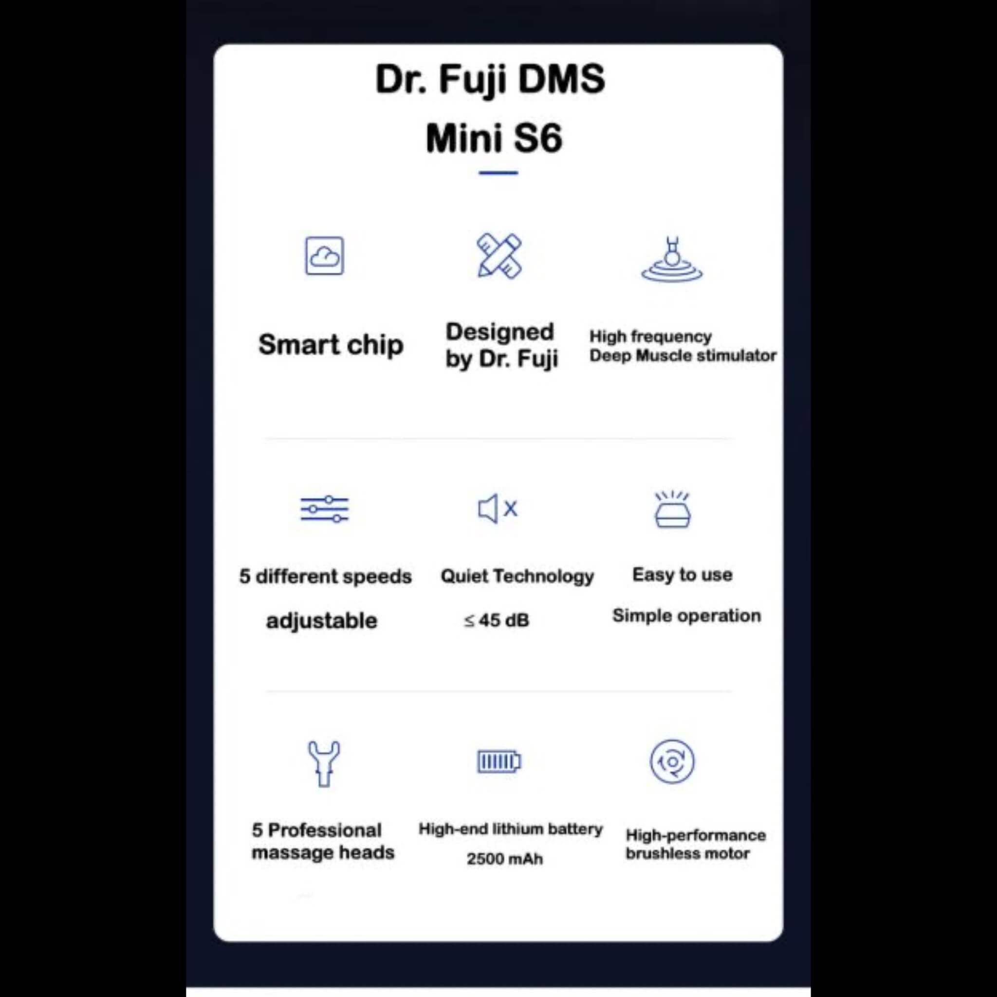 Dr. Fuji DMS MINI S6 Deep Muscle Massager | 5-Speed Percussive Therapy Device