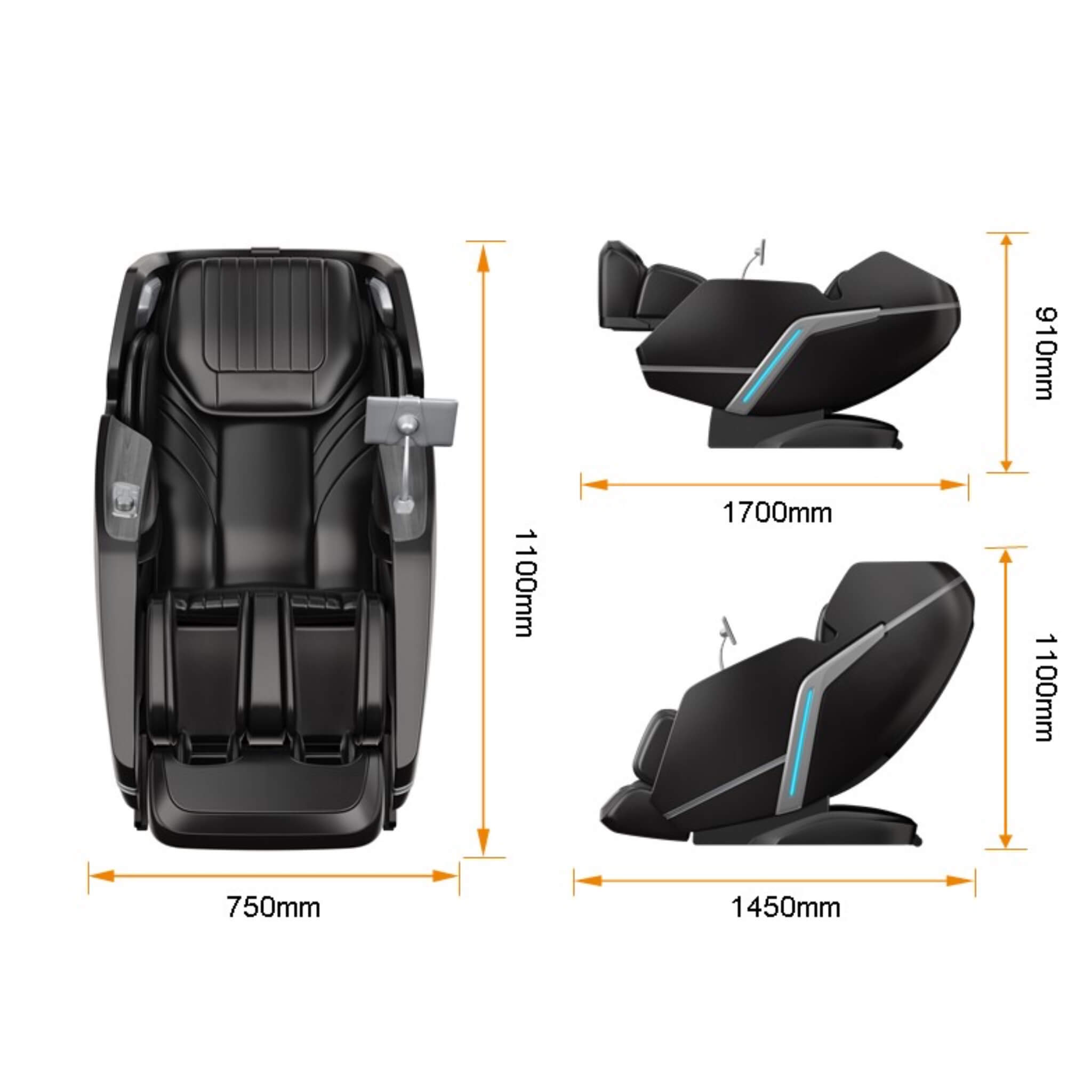 Westinghouse WES41-910-4D Massage Chair – 4D Zero Gravity Recliner with Auto Body Scanning (Black)