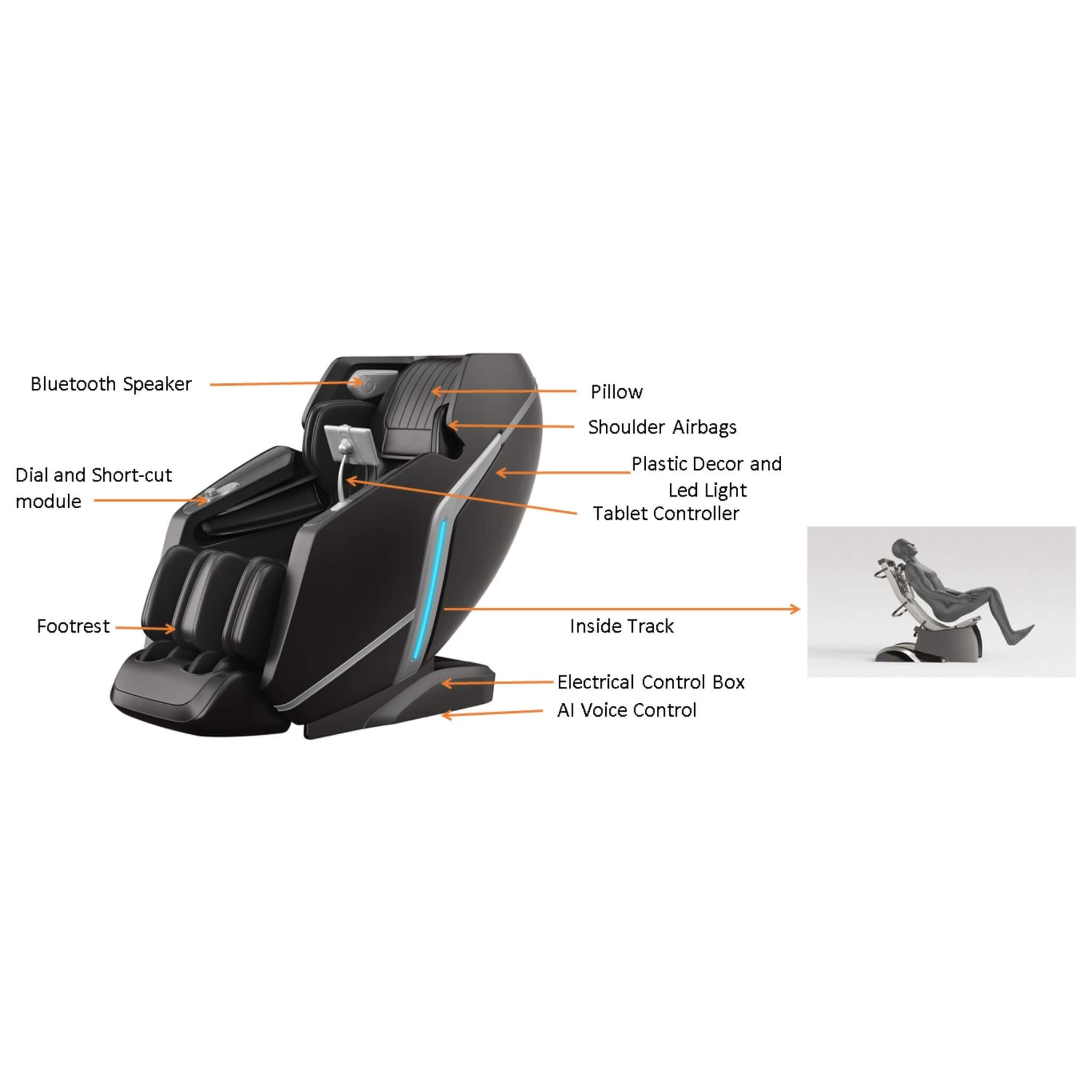 Westinghouse WES41-910-4D Massage Chair – 4D Zero Gravity Recliner with Auto Body Scanning (Black)