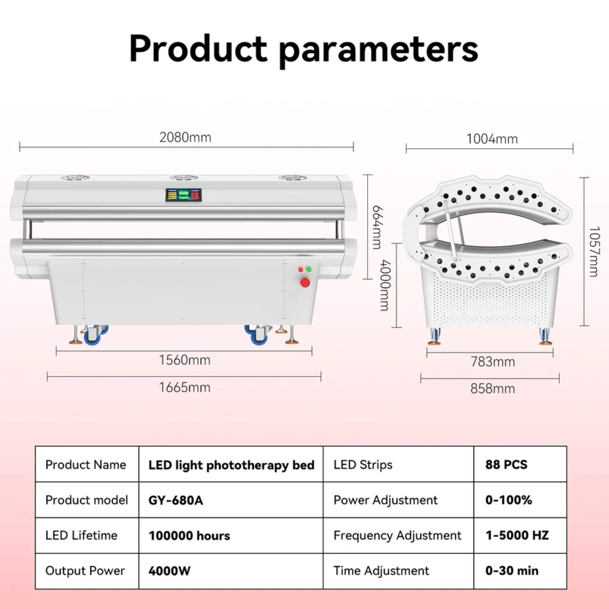 Dr. Fuji FJ-20061 red light therapy bed dimensions and specifications