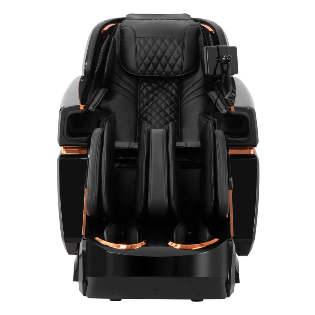 Front view of the Dr. Fuji FJ-8500 Plus AI 4D luxury massage chair featuring full-body air compression, tablet holder, and ergonomic design.