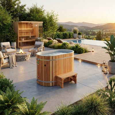 DCT Oval Barrel Tub Cold Plunge (50-P) Pacific Cedar - 3/4 IN-OUT