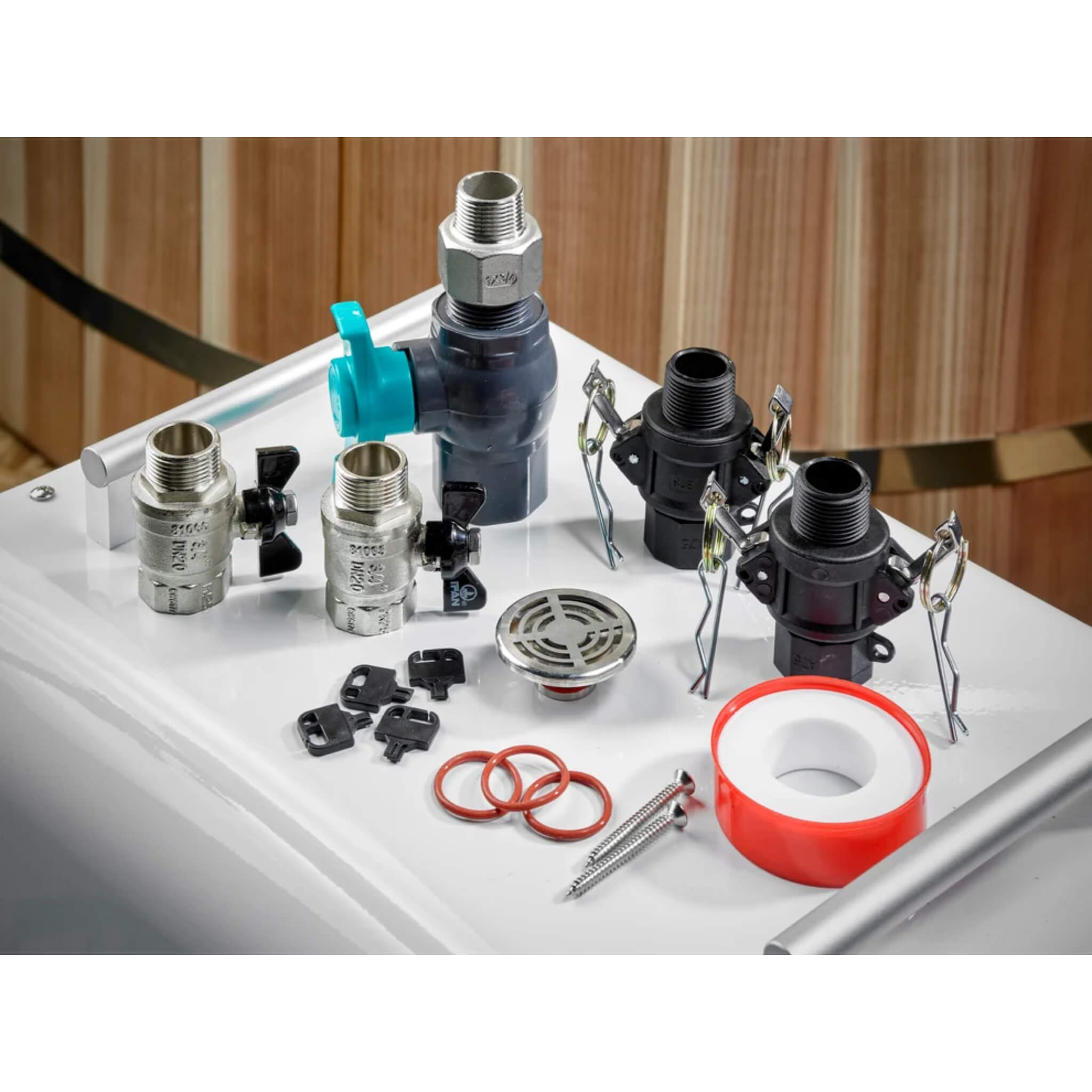 Dynamic Cold Therapy PVC Barrel Cold Plunge included plumbing hardware and accessories