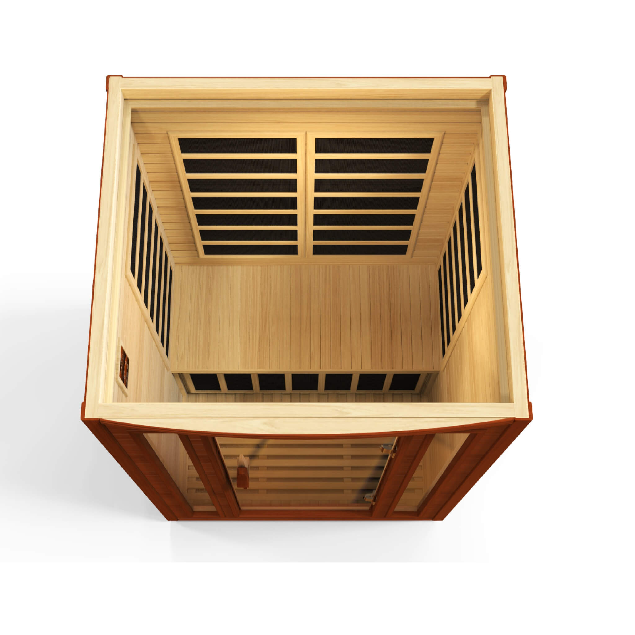 Overhead view of the Dynamic San Marino Elite 2 Person Ultra Low EMF Far Infrared Sauna interior
