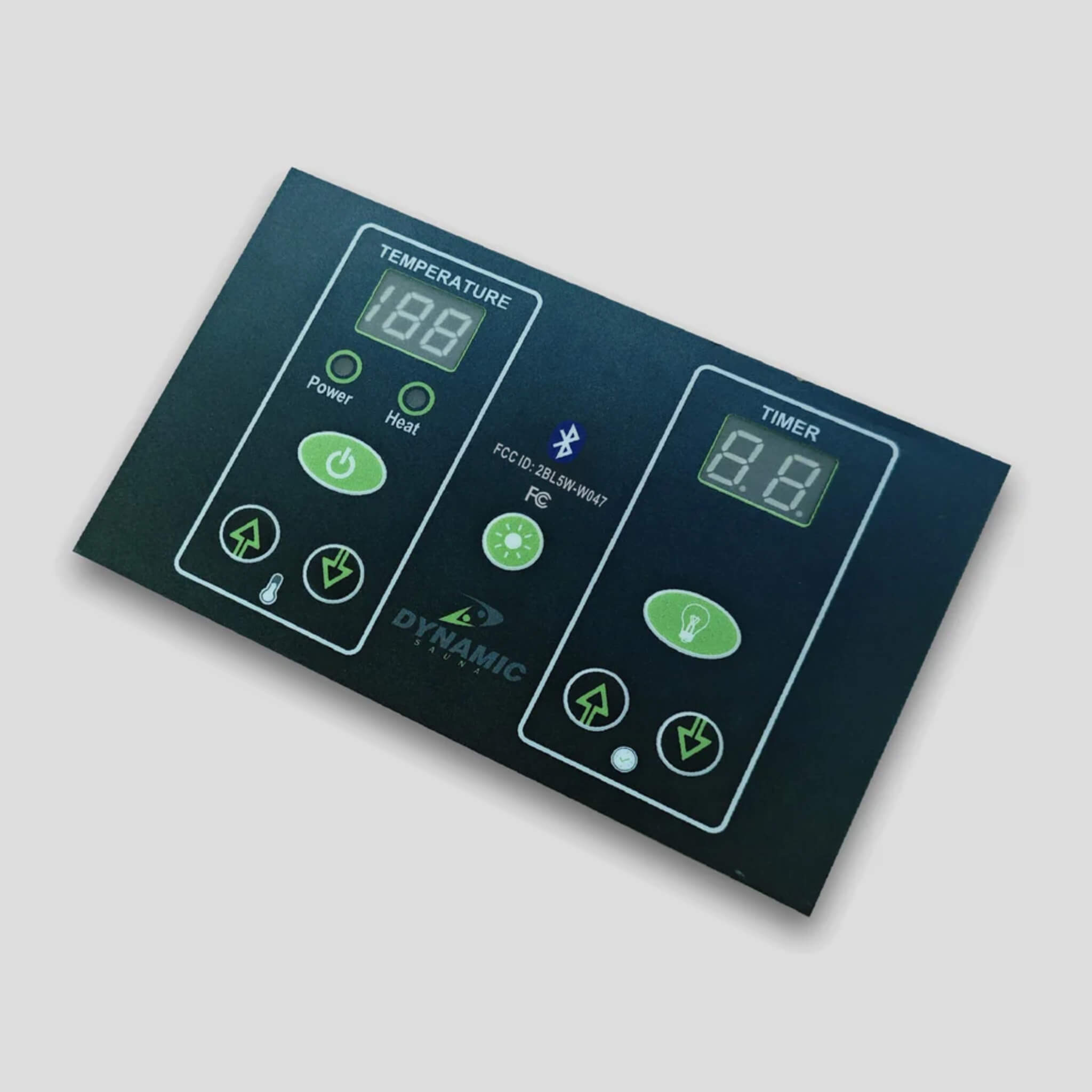 LED digital control panel with Bluetooth, timer, temperature, and lighting controls for the Dynamic Toscana DYN-6315-05 Elite sauna