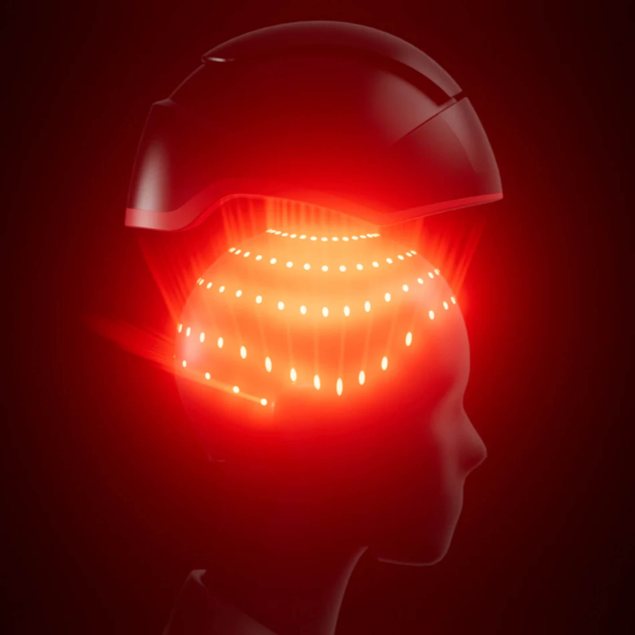 iRESTORE Elite 500 diodes delivering red light therapy across full scalp coverage render