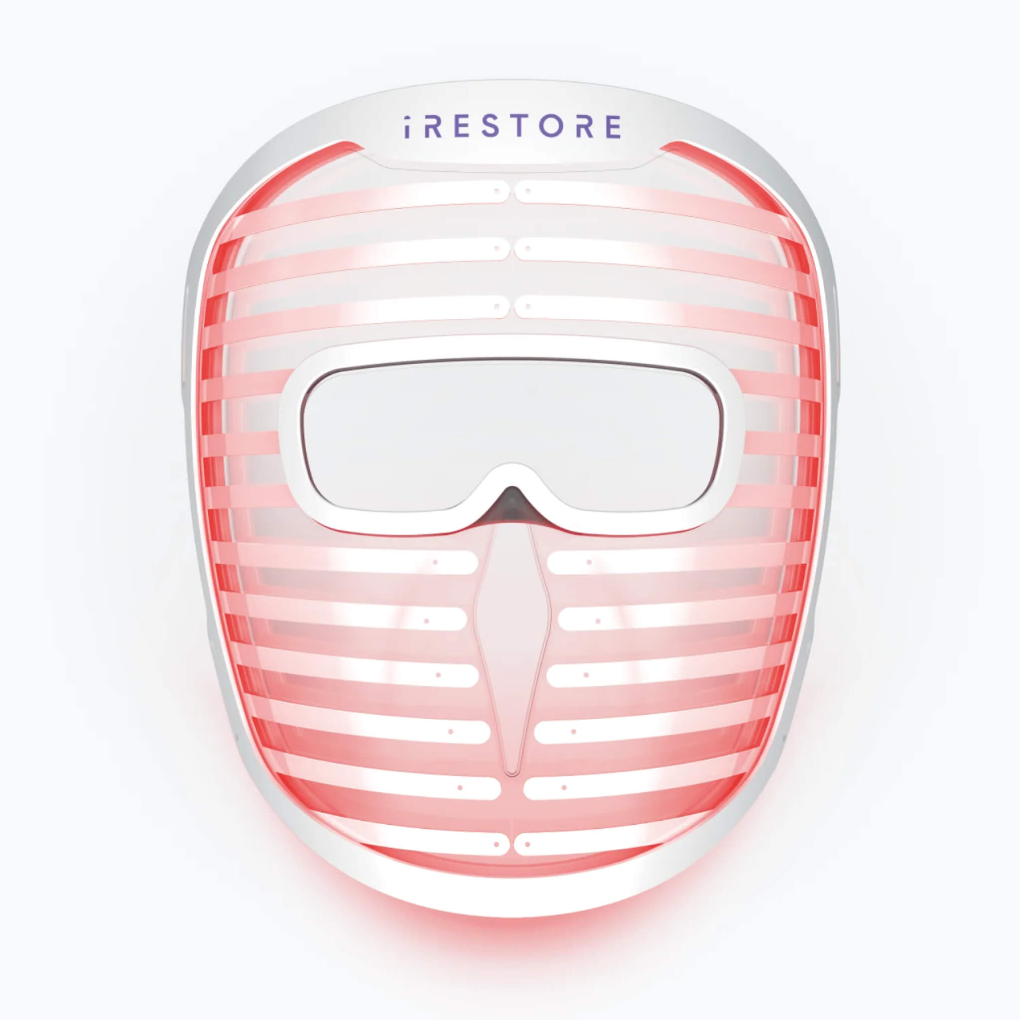 iRESTORE Illumina face mask front view illuminated in red light
