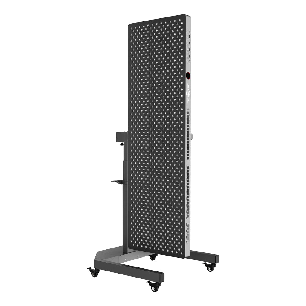 RLT Home Total Spectrum ELITE Red Light Therapy Device angled view standing vertical on its electric stand
