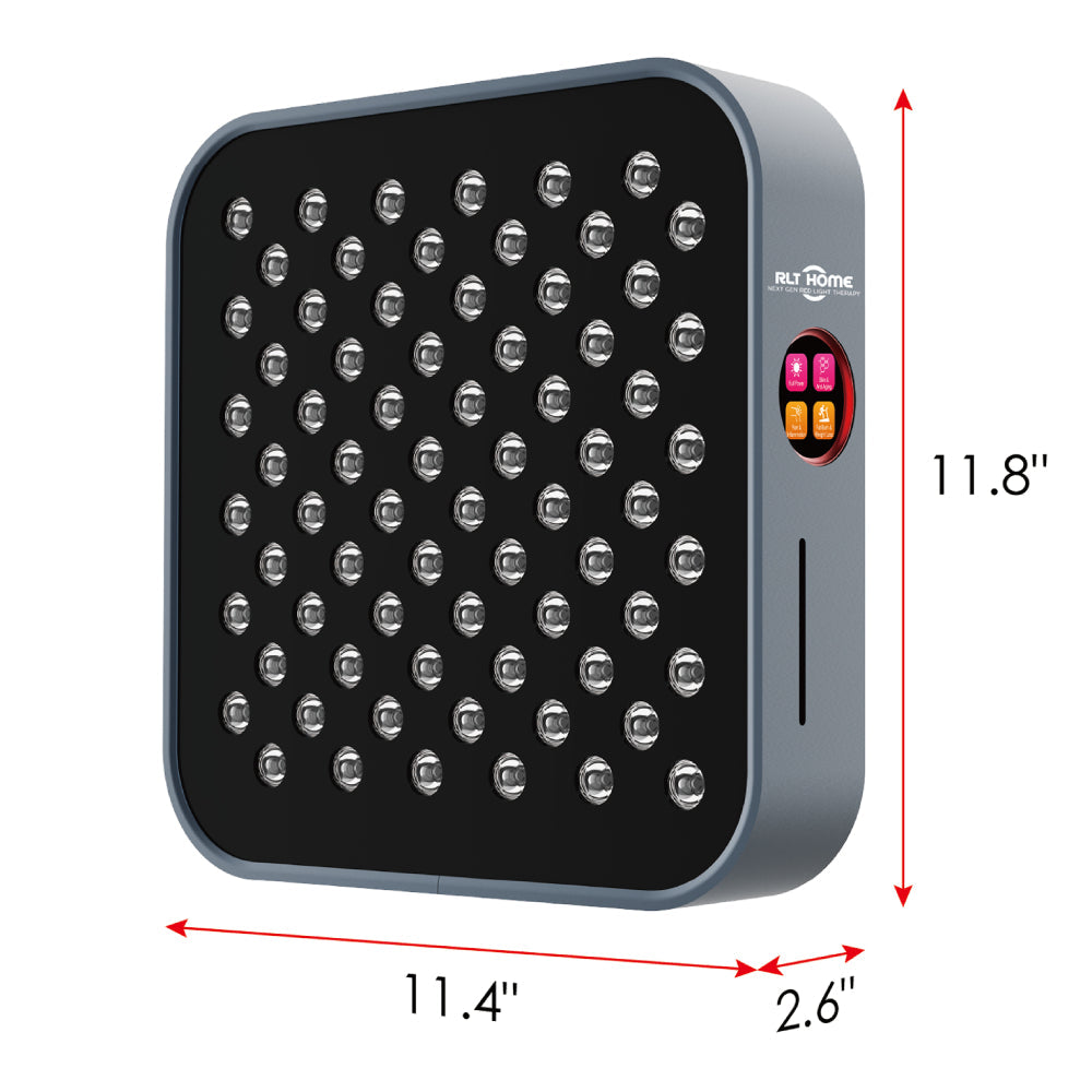 RLT Home Total Spectrum MINI Red Light Therapy Device dimensions 11.8 by 11.4 by 2.6 inches