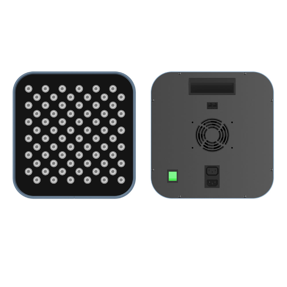 RLT Home Total Spectrum MINI Red Light Therapy Device front and back views side by side